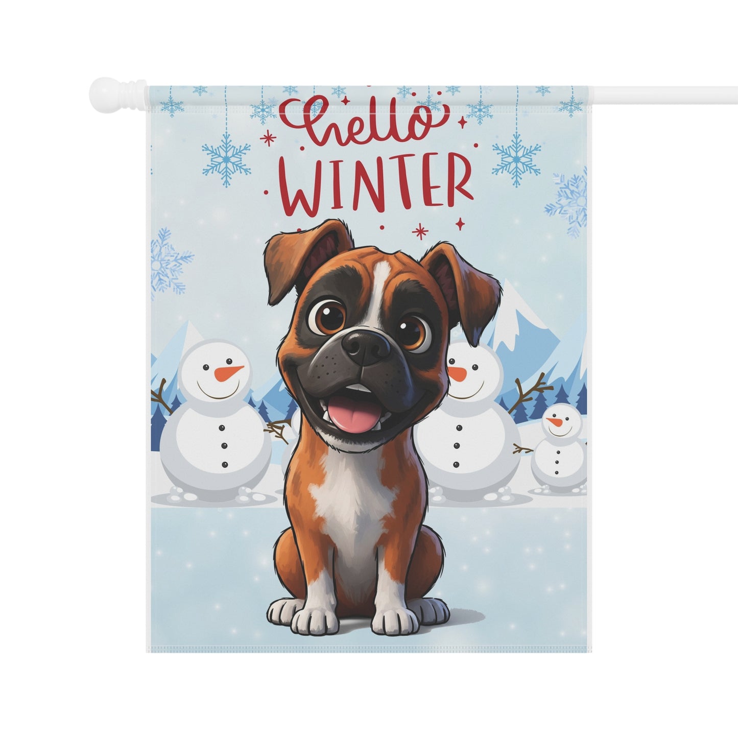Boxer Hello Winter Garden Banner