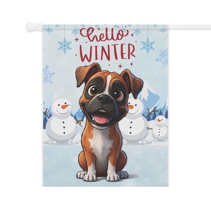 Boxer Hello Winter Garden Banner