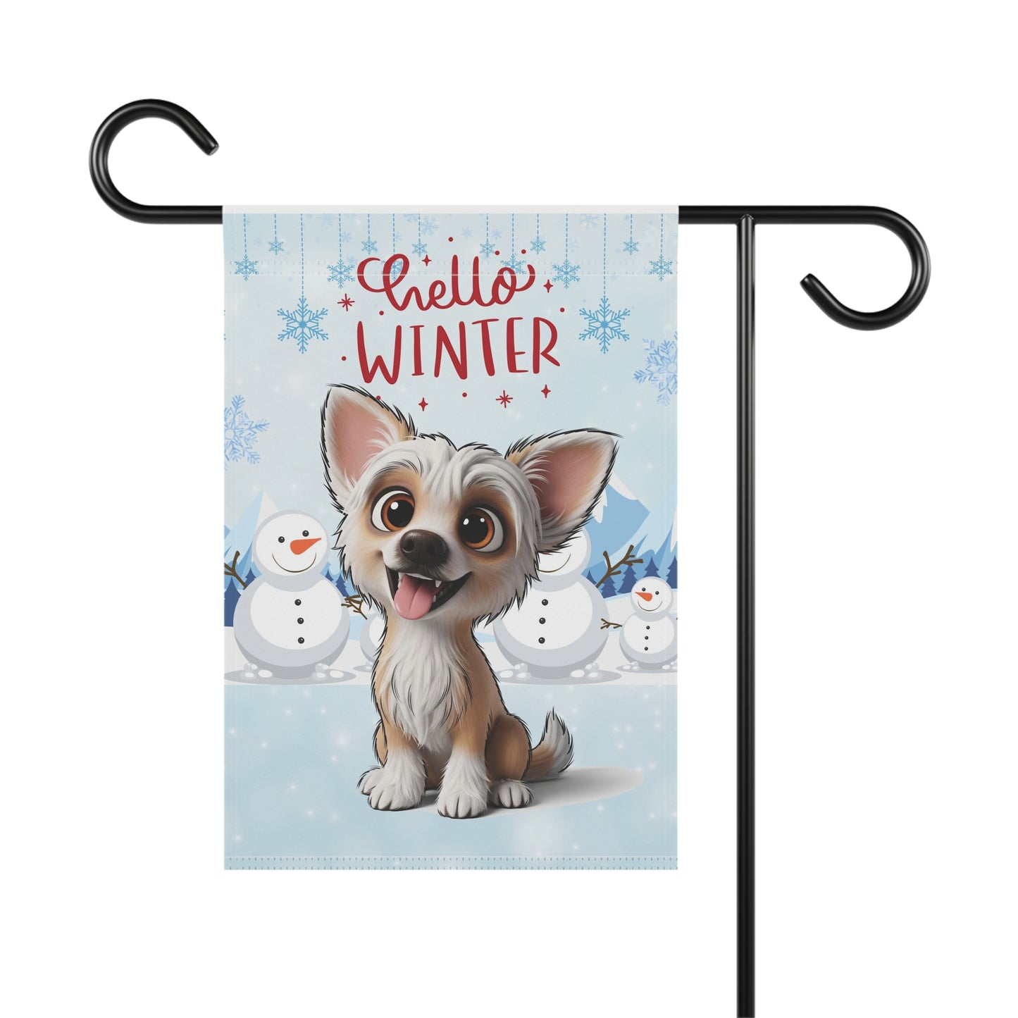 Chinese Crested Hello Winter Garden Banner