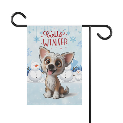 Chinese Crested Hello Winter Garden Banner