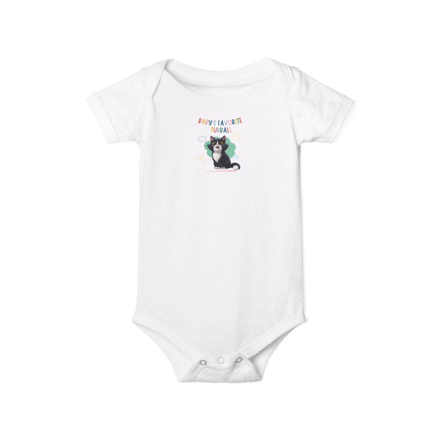 Long hair tuxedo cat Favorite Furball Onesie