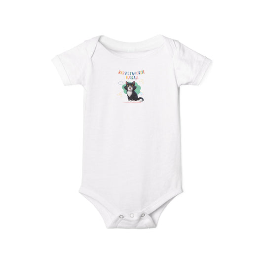Long hair tuxedo cat Favorite Furball Onesie
