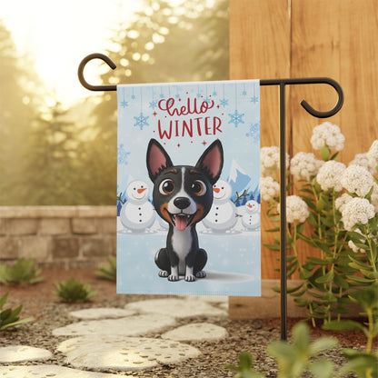Basenji Hello Winter Garden Banner