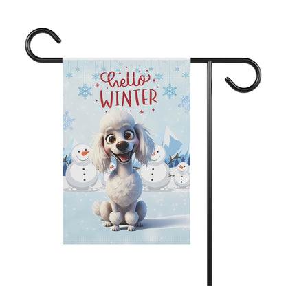 Poodle Hello Winter Garden Banner