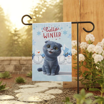 Scottish Fold Hello Winter Garden Banner
