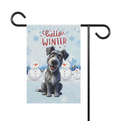 Scottish Deerhound Hello Winter Garden Banner