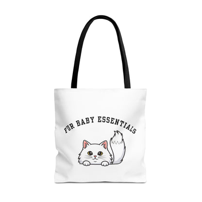 Long hair white cat FurBaby Tote Bag