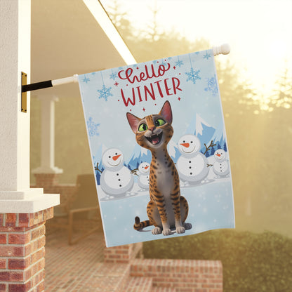 Egyptian Mau Hello Winter Garden Banner