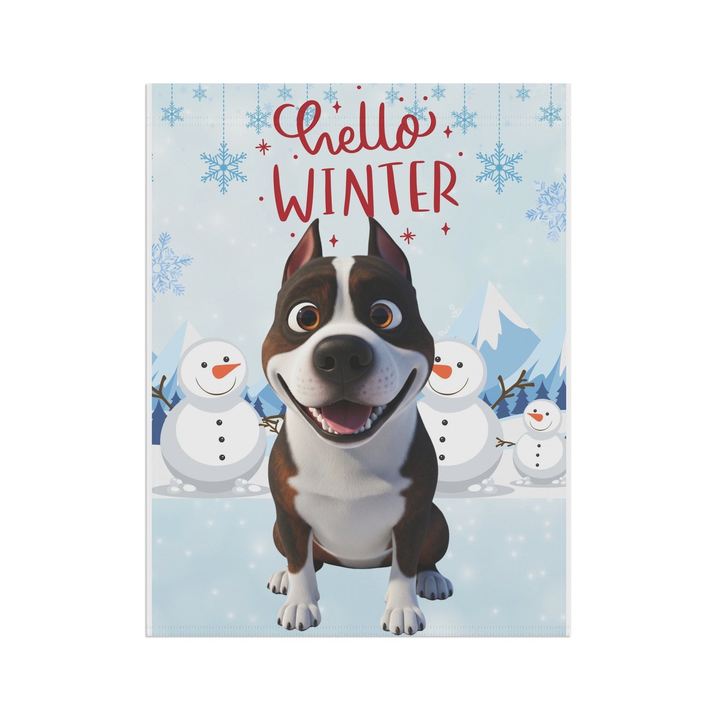 Staffy Hello Winter Garden Banner