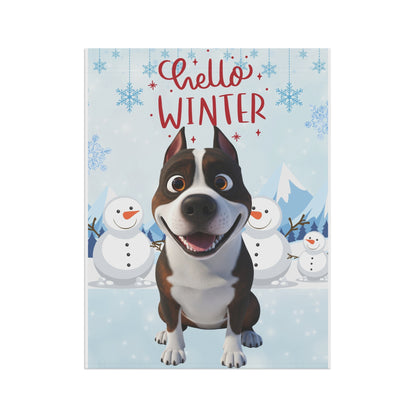 Staffy Hello Winter Garden Banner