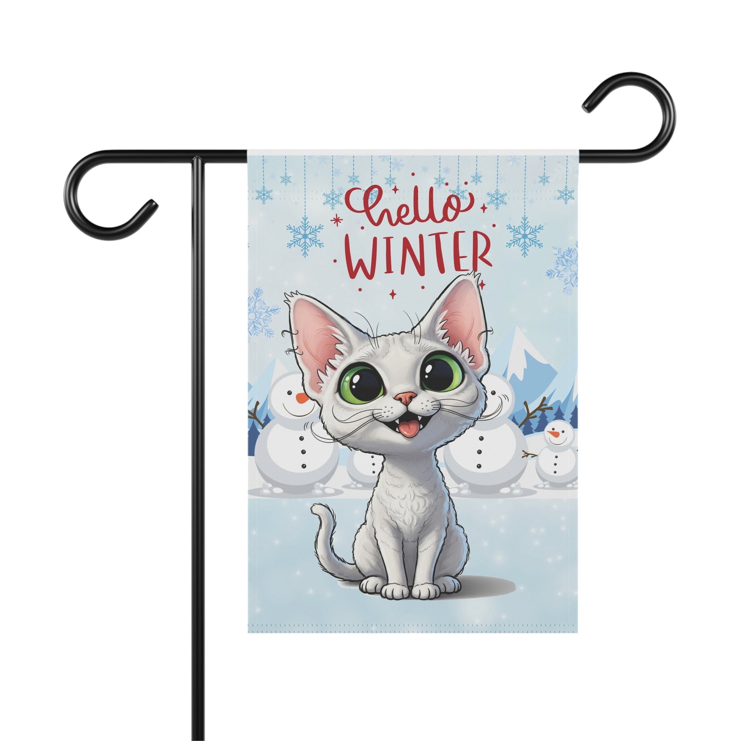 Devon Rex Hello Winter Garden Banner