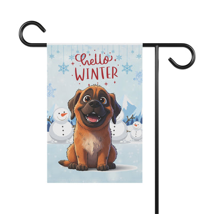 Mastiff Hello Winter Garden Banner