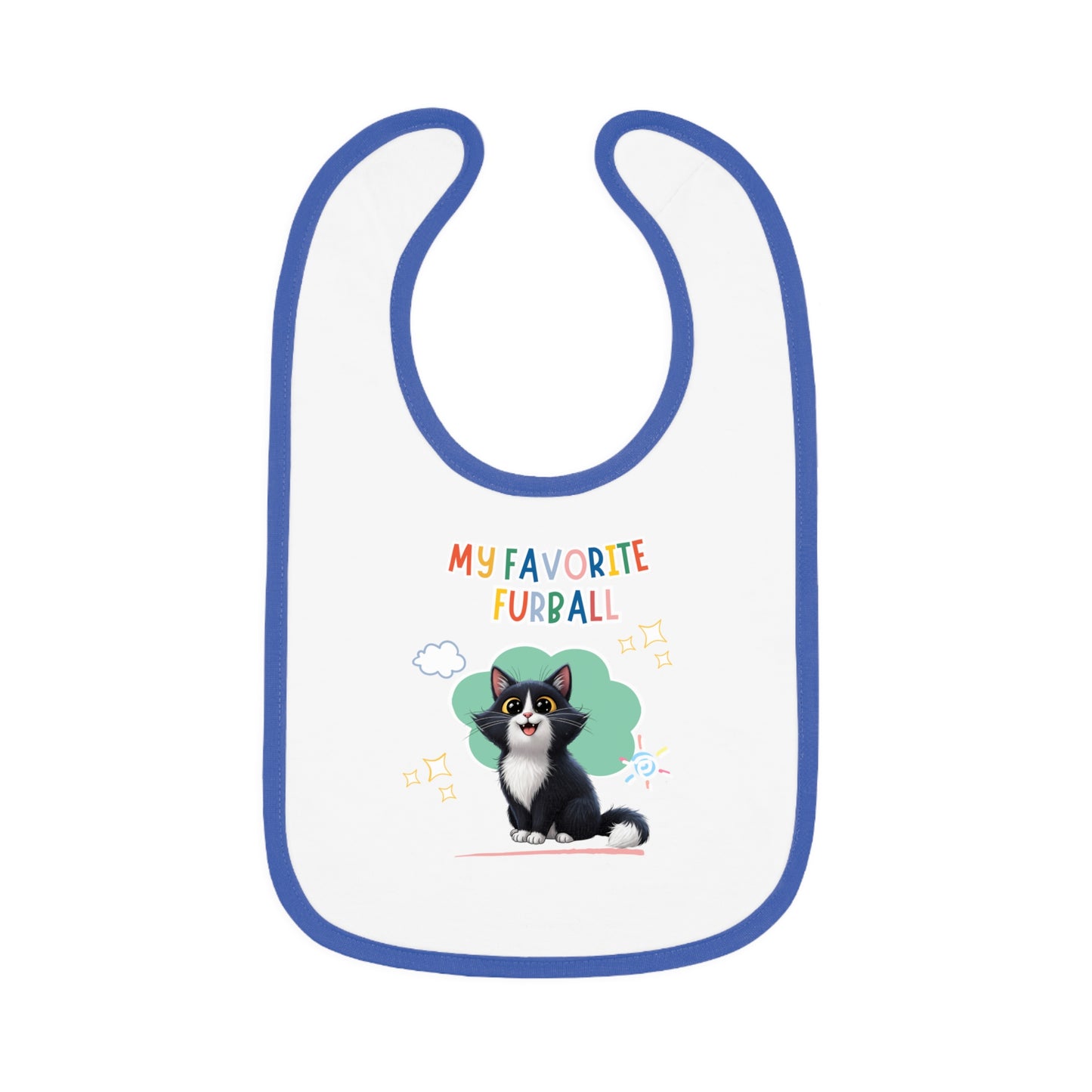 Long hair Tuxedo Cat Favorite Furball Baby Bib