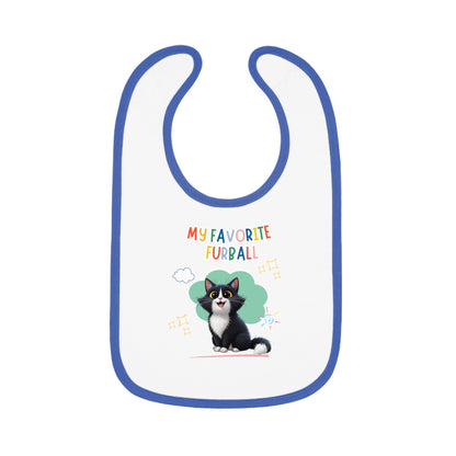 Long hair Tuxedo Cat Favorite Furball Baby Bib