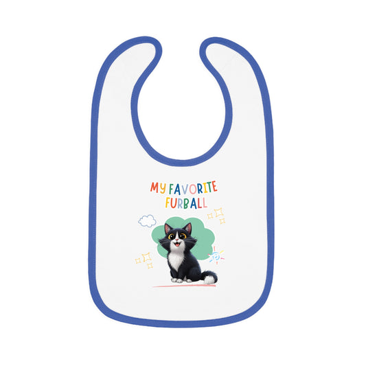Long hair Tuxedo Cat Favorite Furball Baby Bib