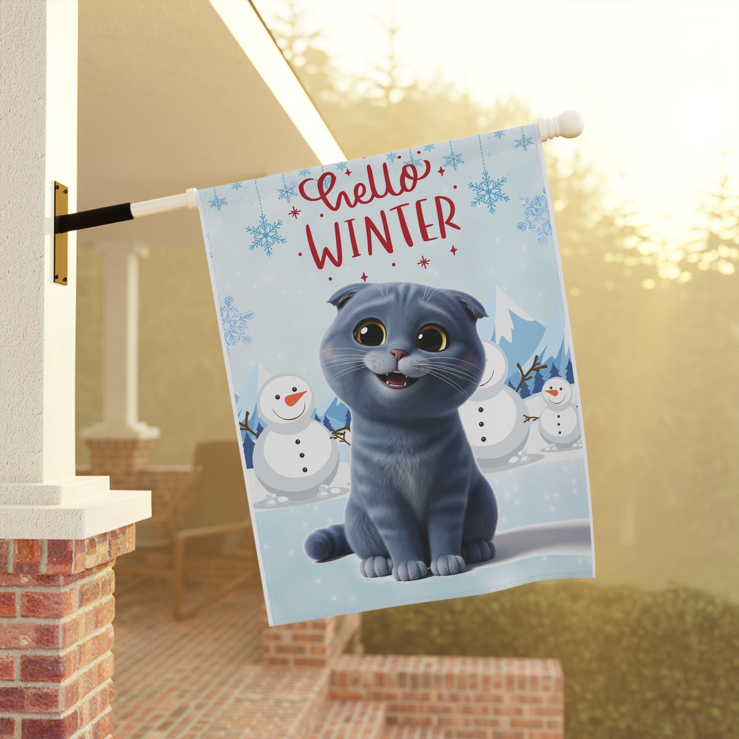 Scottish Fold Hello Winter Garden Banner