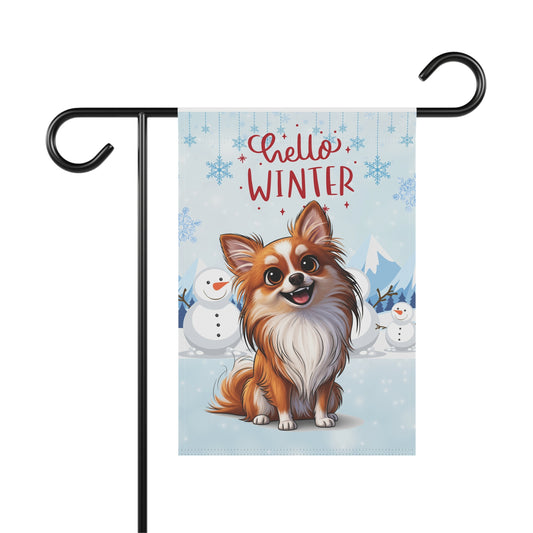 Chihuahua Hello Winter Garden Banner