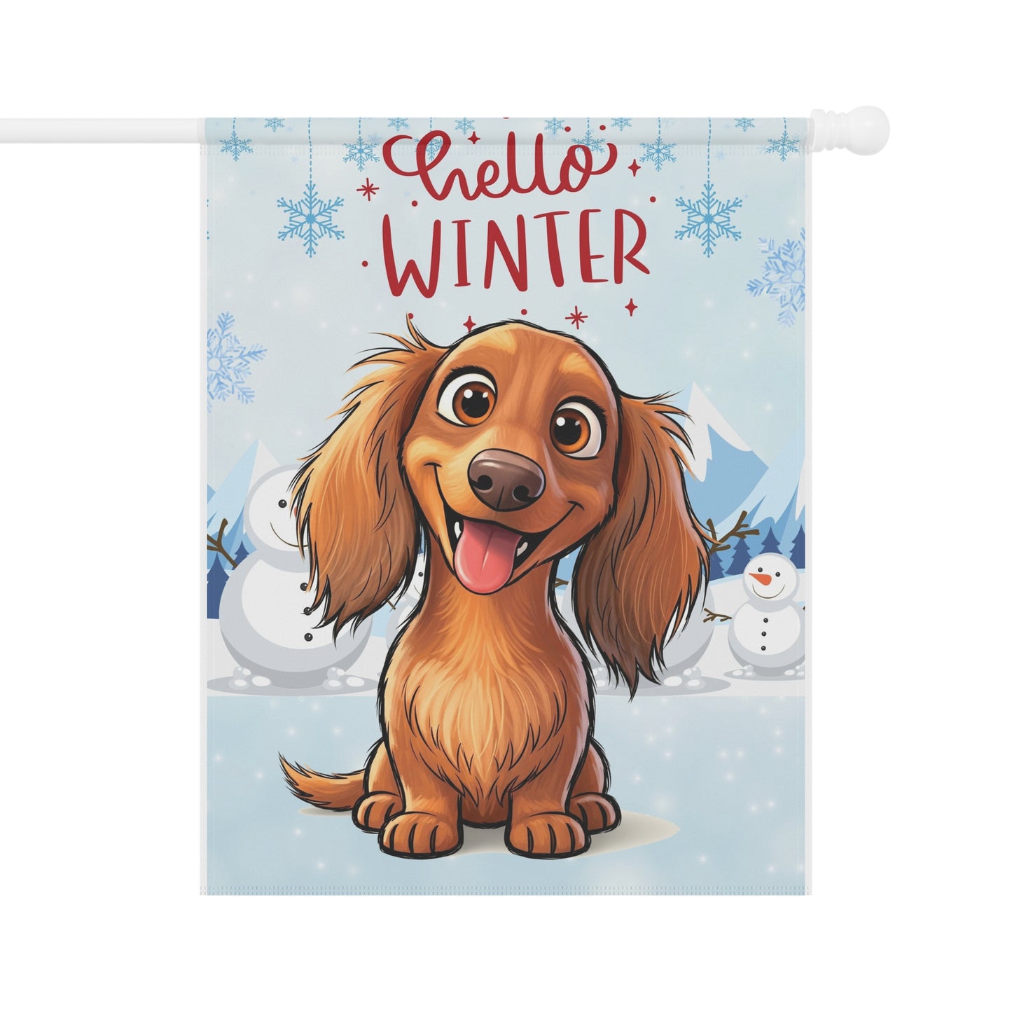 Dacshund Hello Winter Garden Banner