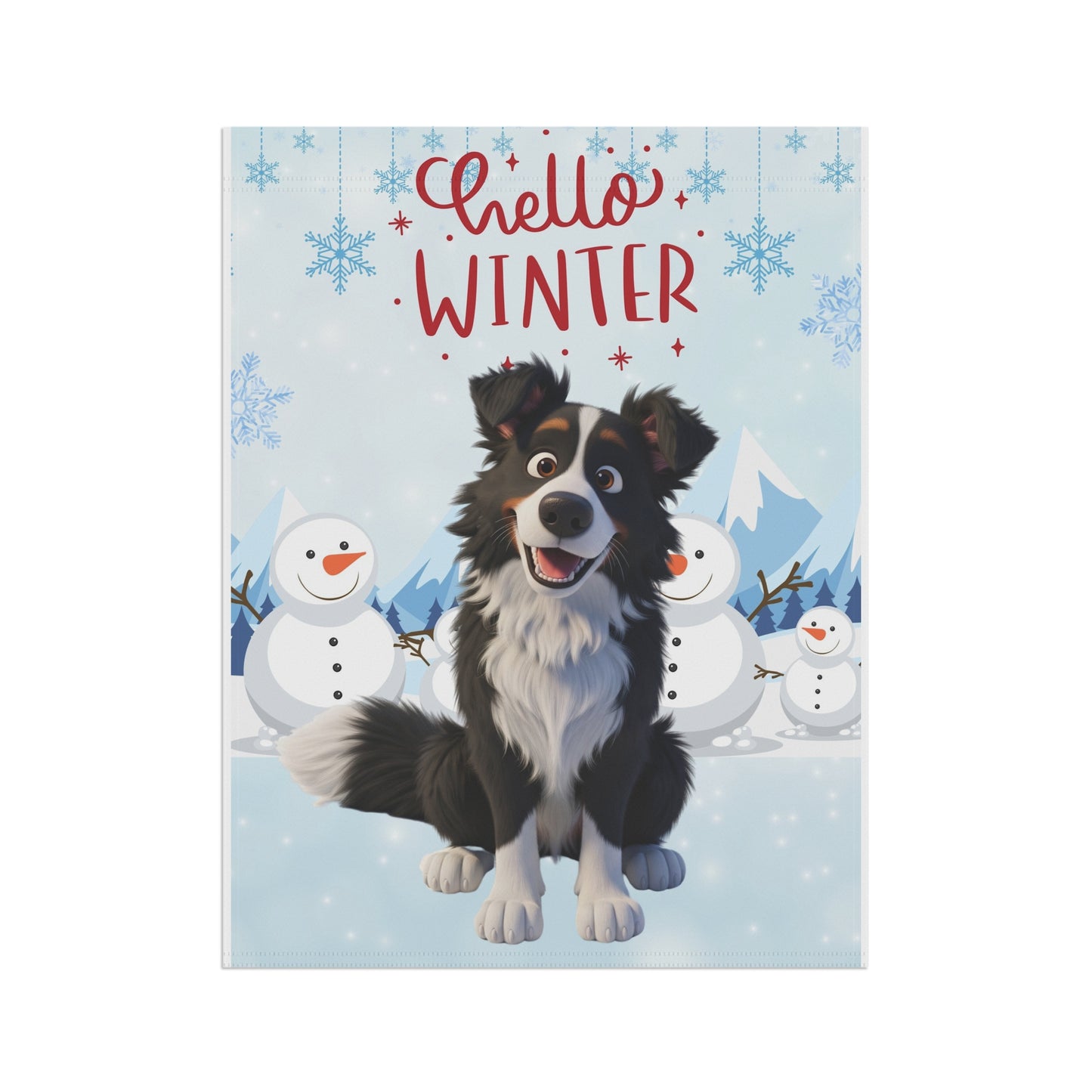 Border Collie Hello Winter Garden Banner