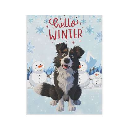 Border Collie Hello Winter Garden Banner