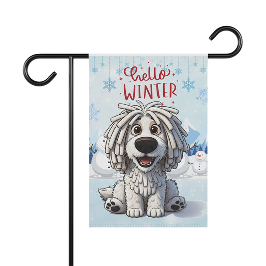 Komondor Hello Winter Garden Banner