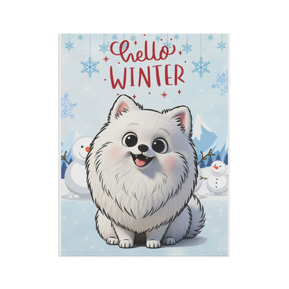 Pomeranian Hello Winter Garden Banner