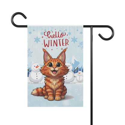 Maine Coon Hello Winter Garden Banner