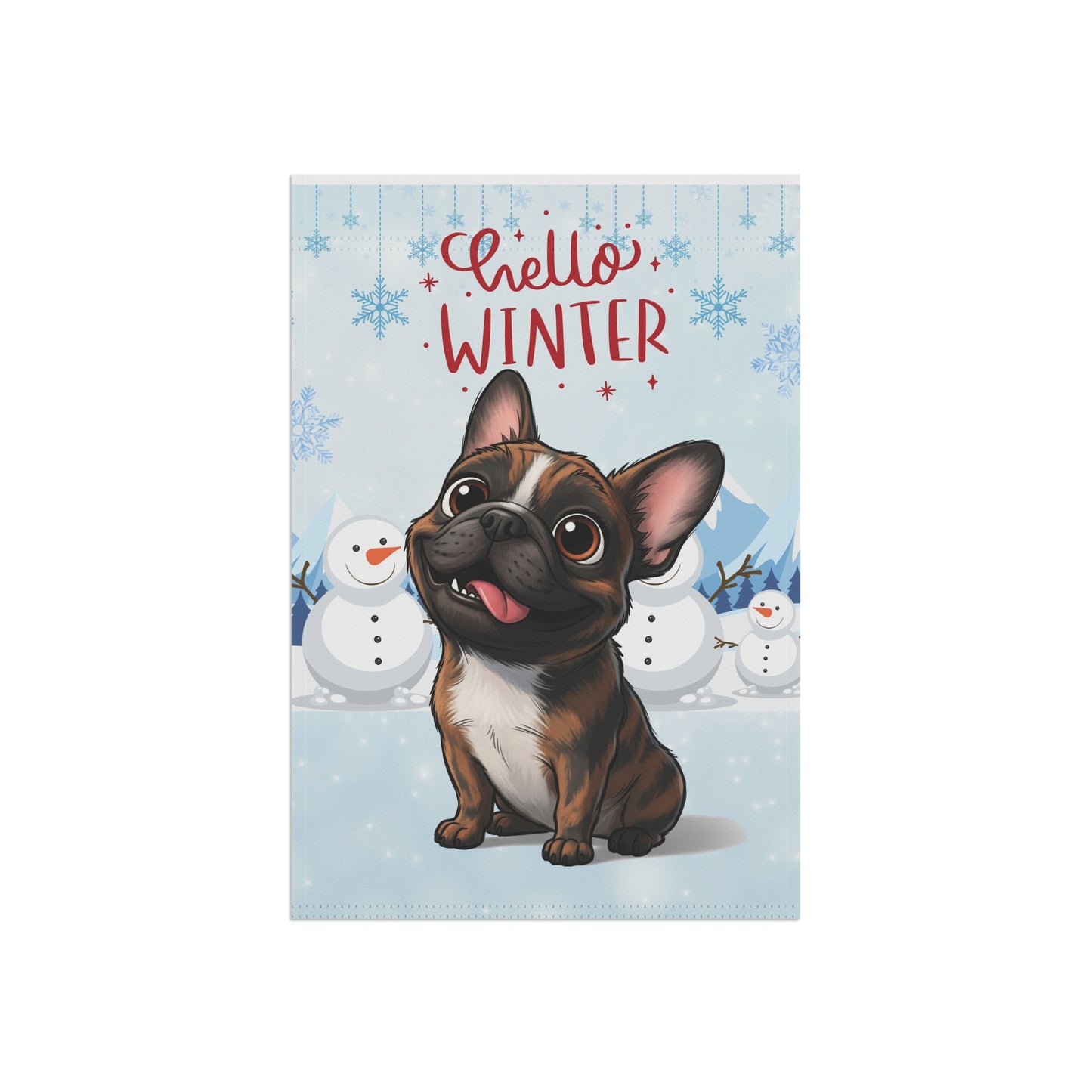 Frenchie Hello Winter Garden Banner