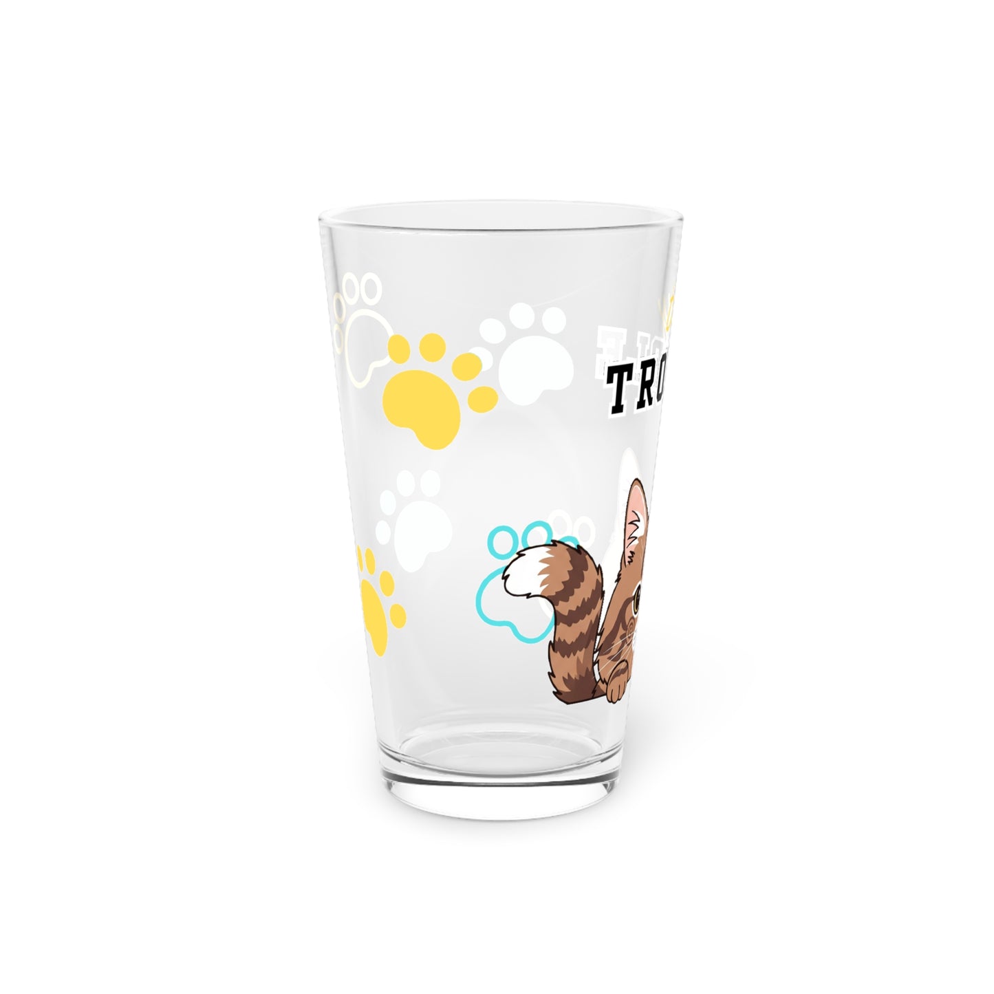 Long hair brown tabby cat Tiny Trouble Pint Glass