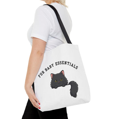 Long hair black cat FurBaby Tote Bag