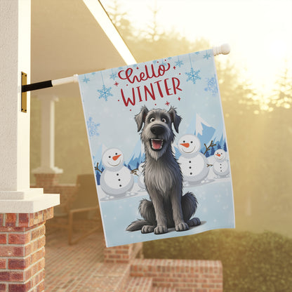 Irish Wolfhound Hello Winter Garden Banner