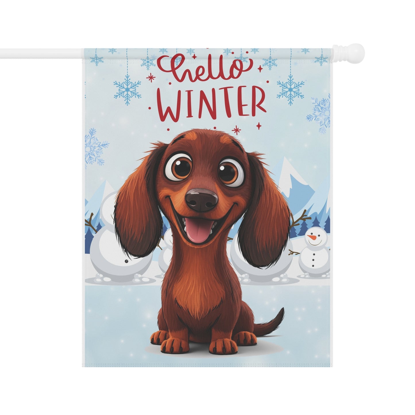 Dacshund Hello Winter Garden Banner