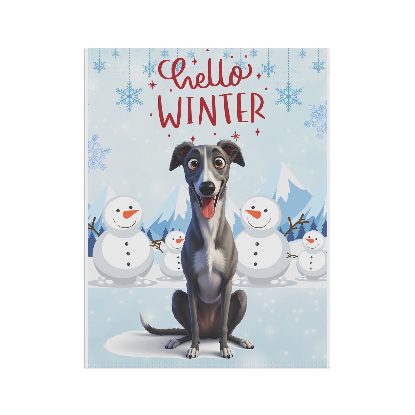 Greyhound Hello Winter Garden Banner