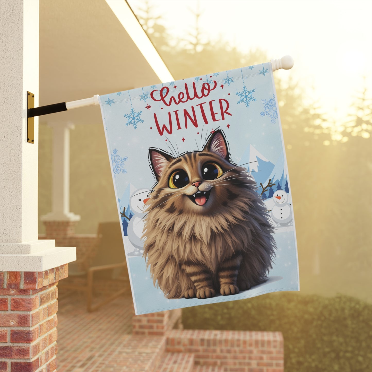 Siberian Cat Hello Winter Garden Banner