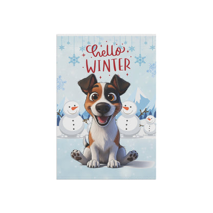 Jack Russell Hello Winter Garden Banner