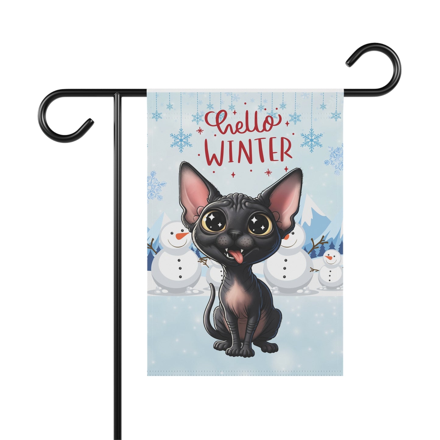 Sphynx Cat Hello Winter Garden Banner