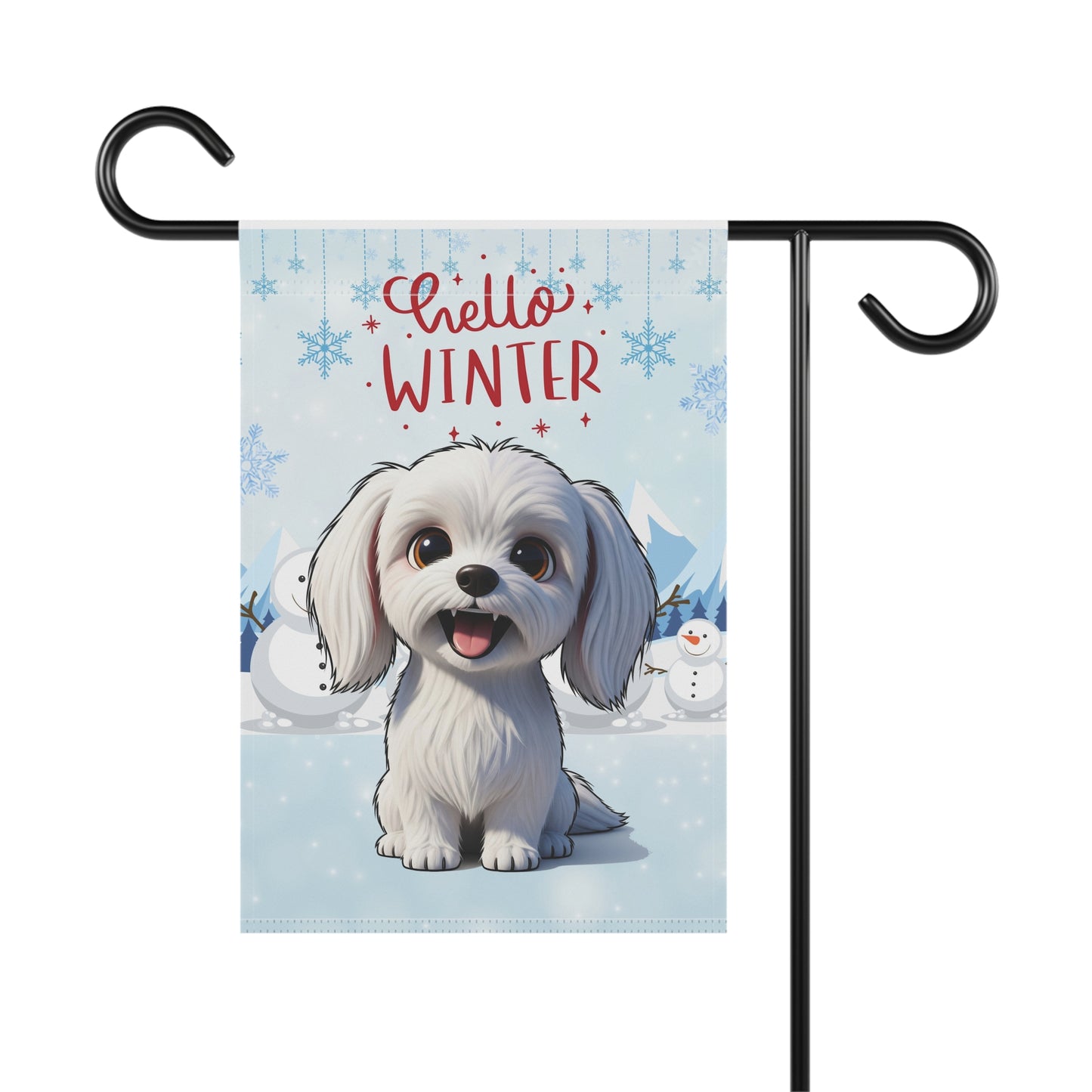 Maltese Hello Winter Garden Banner