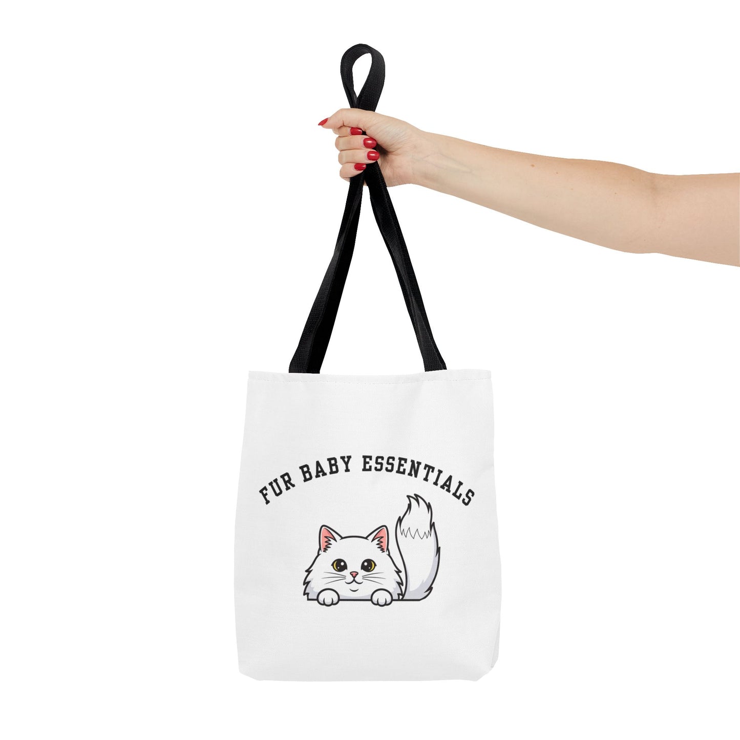Long hair white cat FurBaby Tote Bag
