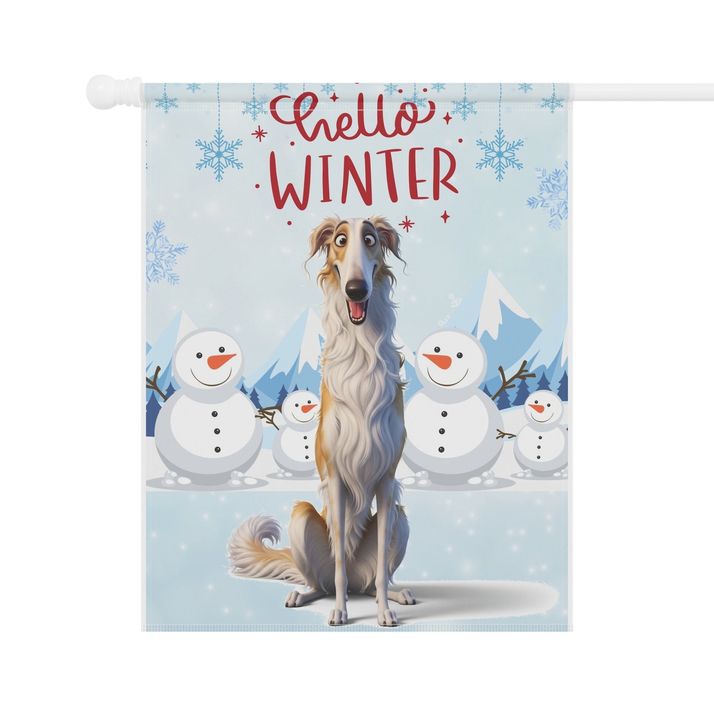 Borzoi Hello Winter Garden Banner