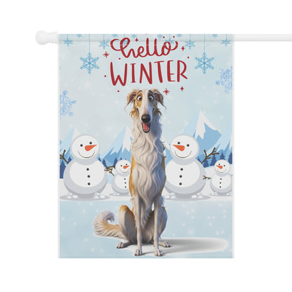 Borzoi Hello Winter Garden Banner