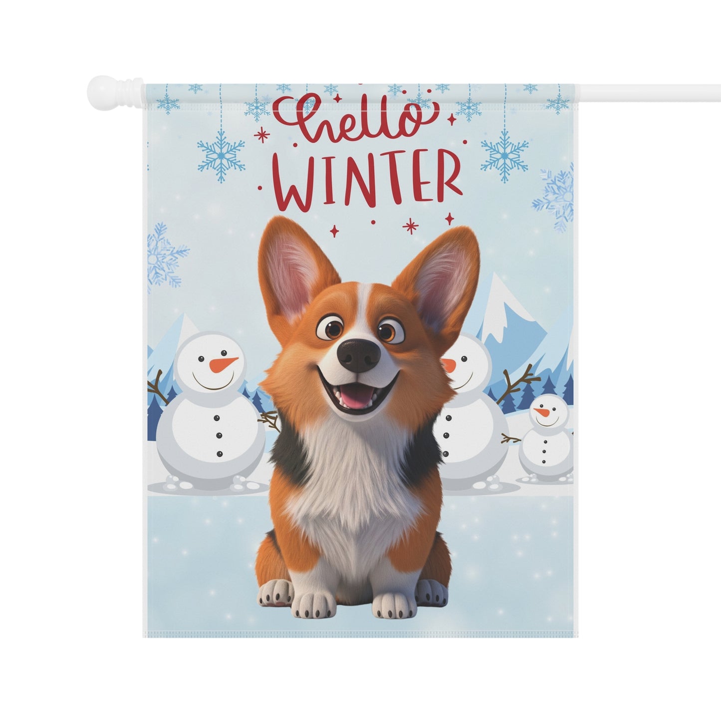Corgi Hello Winter Garden Banner