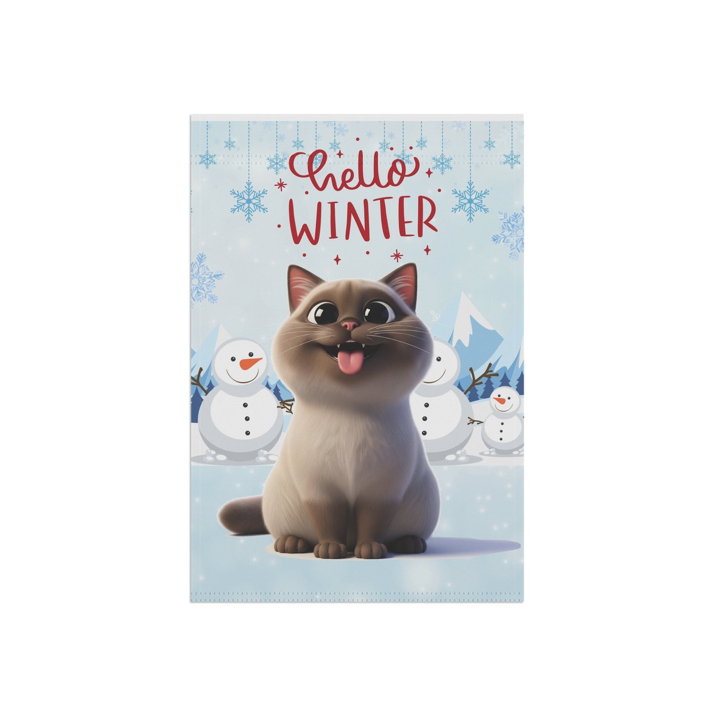 Siamese Cat Hello Winter Garden Banner