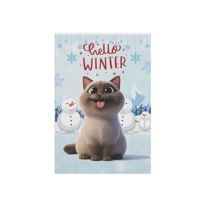 Siamese Cat Hello Winter Garden Banner