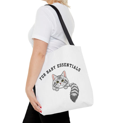 Long hair silver tabby cat FurBaby Tote Bag