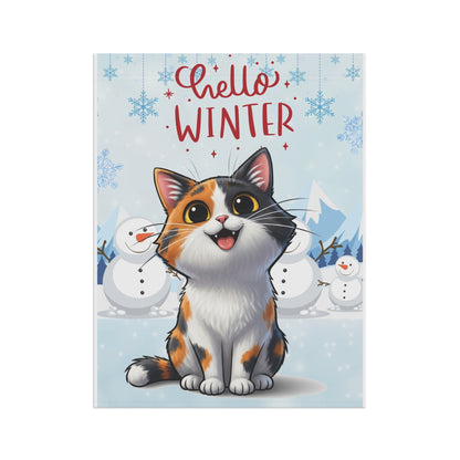 Short hair calico cat Hello Winter Garden Banner