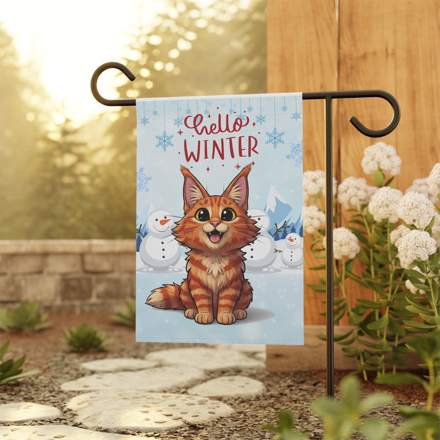 Maine Coon Hello Winter Garden Banner