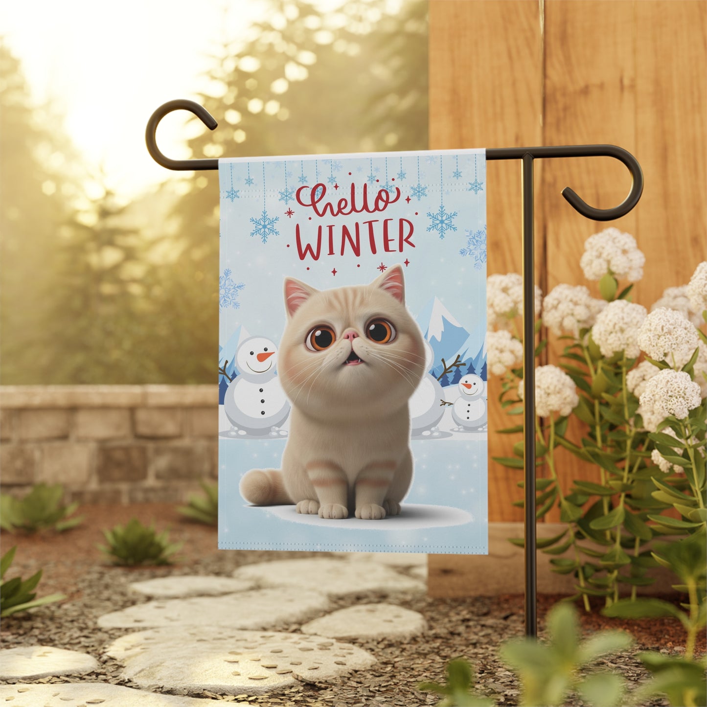 Exotic Shorthair Hello Winter Garden Banner