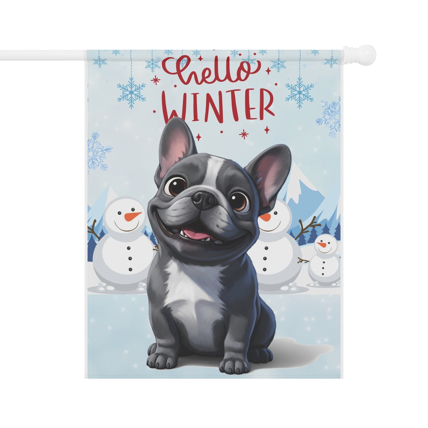 Frenchie Hello Winter Garden Banner