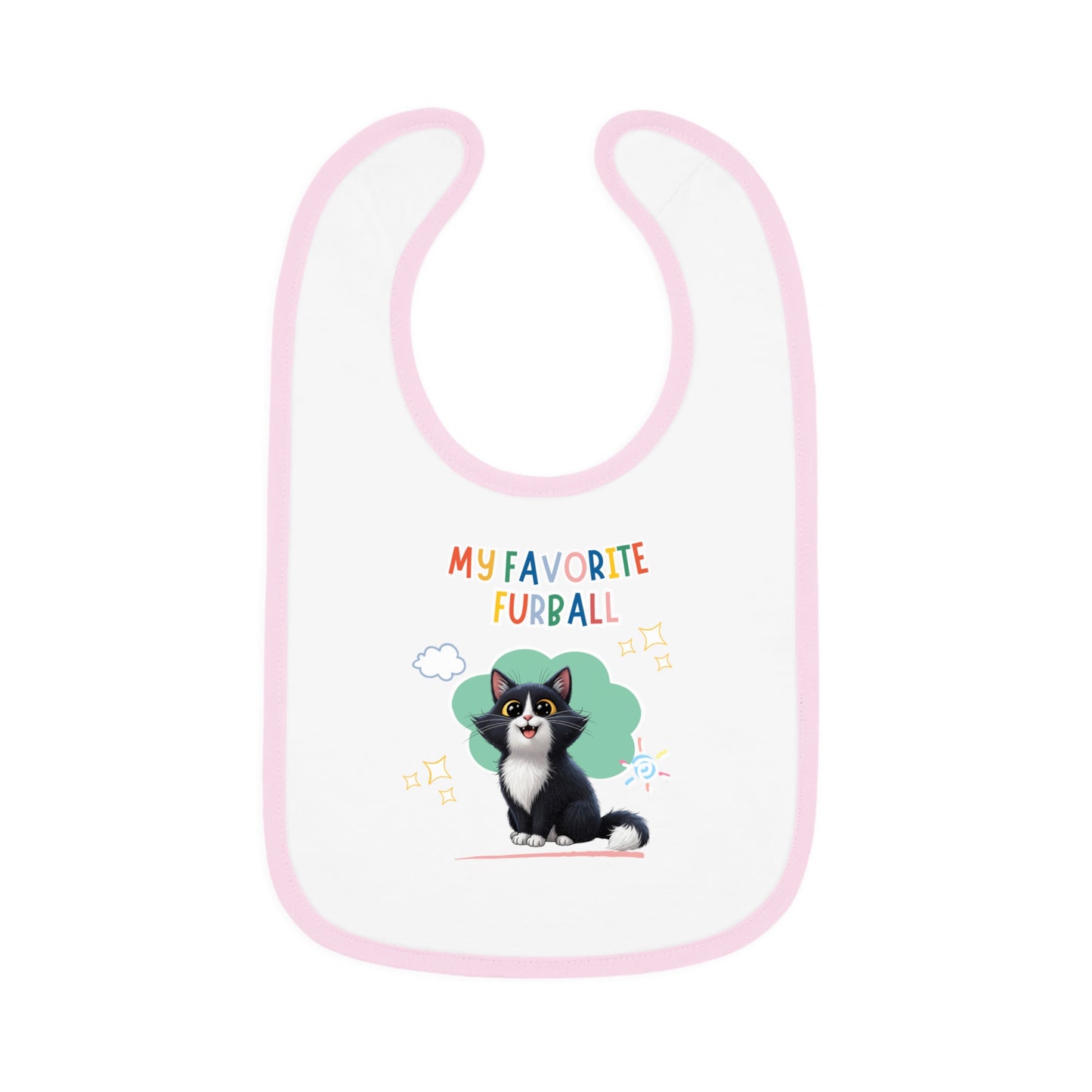 Long hair Tuxedo Cat Favorite Furball Baby Bib