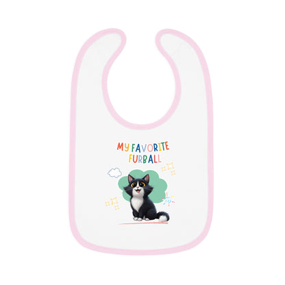 Long hair Tuxedo Cat Favorite Furball Baby Bib